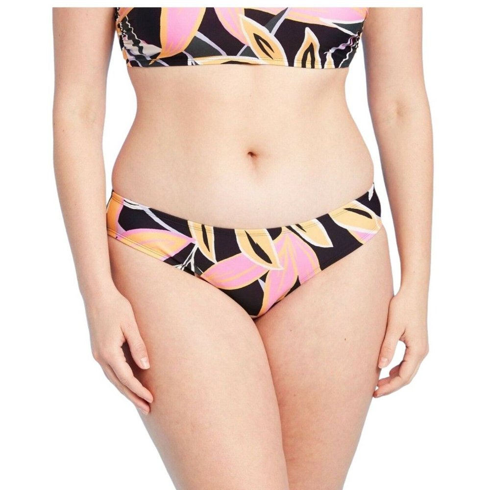 Kona Sol Large Black Floral Tropical Medium Swim